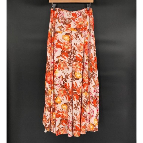 Petal & Pup Elena Floral High Low Midi Skirt 10 Orange Boho Chic Summer Party - Picture 2 of 9